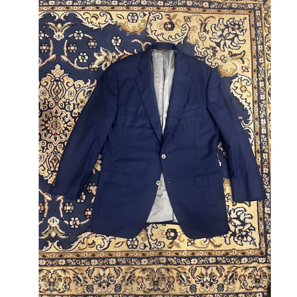 Paul Stuart Mens Navy Blue Blazer Sport Coat Italian Fabric Made in Canada